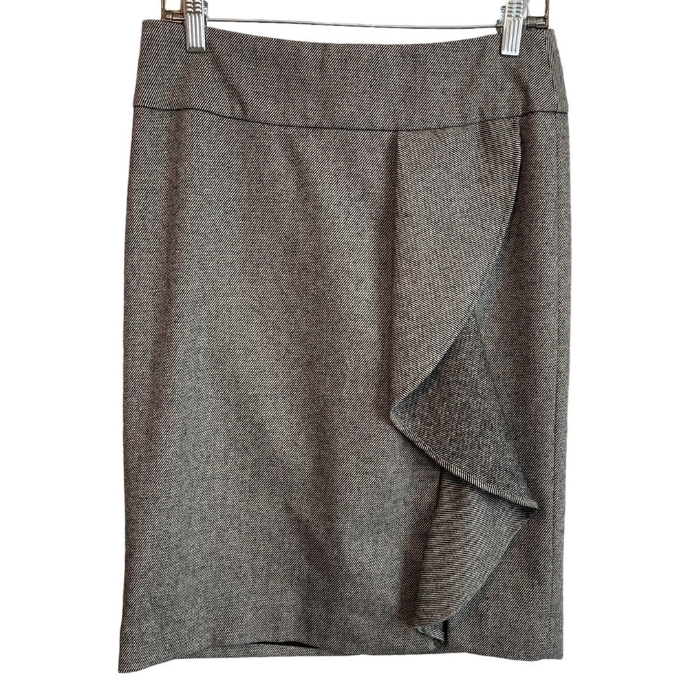 Talbots Cascading Ruffle Wool Blend Pencil Career Skirt Women's Size 2